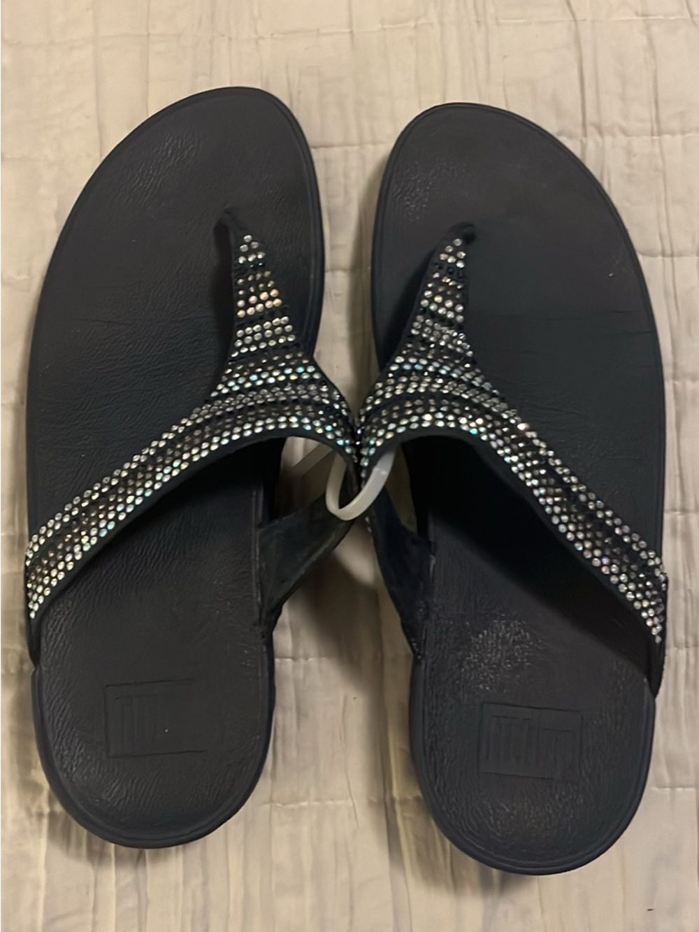 Fitflop Black Leather Thong Sandals with Cushioned Footbed